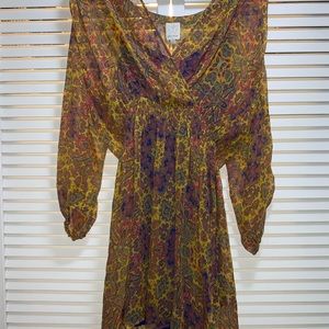 Ella Moss beautiful print dress with blue slip